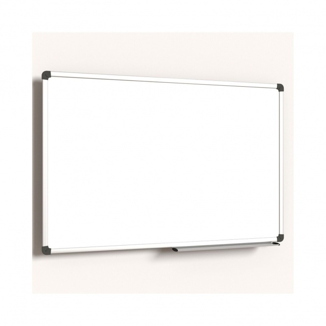 Whiteboard,  90x60 cm, mit 40 cm Ablage, Stahl weiß, 